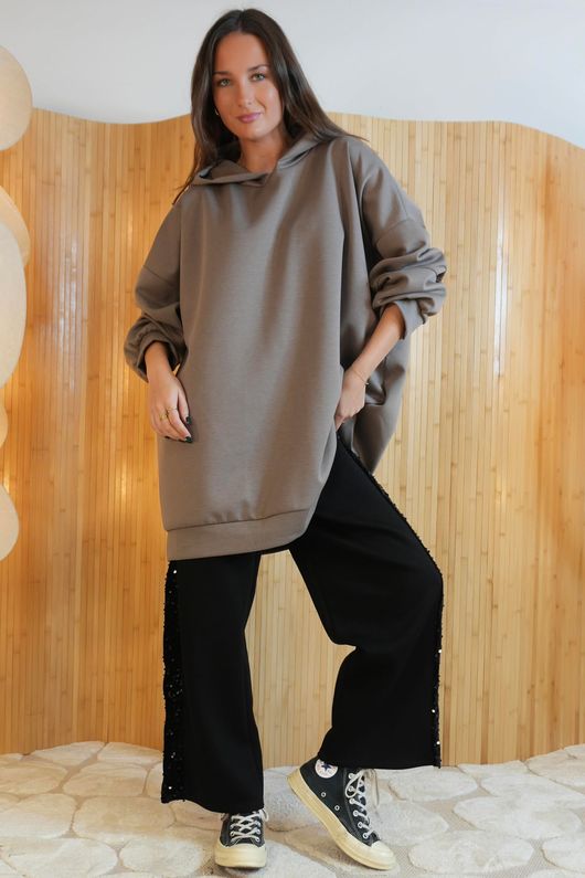 Soft Tech Jersey Oversized Hoodie Mocha